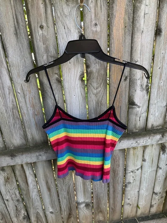 Topshop Rainbow Stripe Camisole Top RED MULTI, Size 8 US (fits like 6-8) - Picture 5 of 12